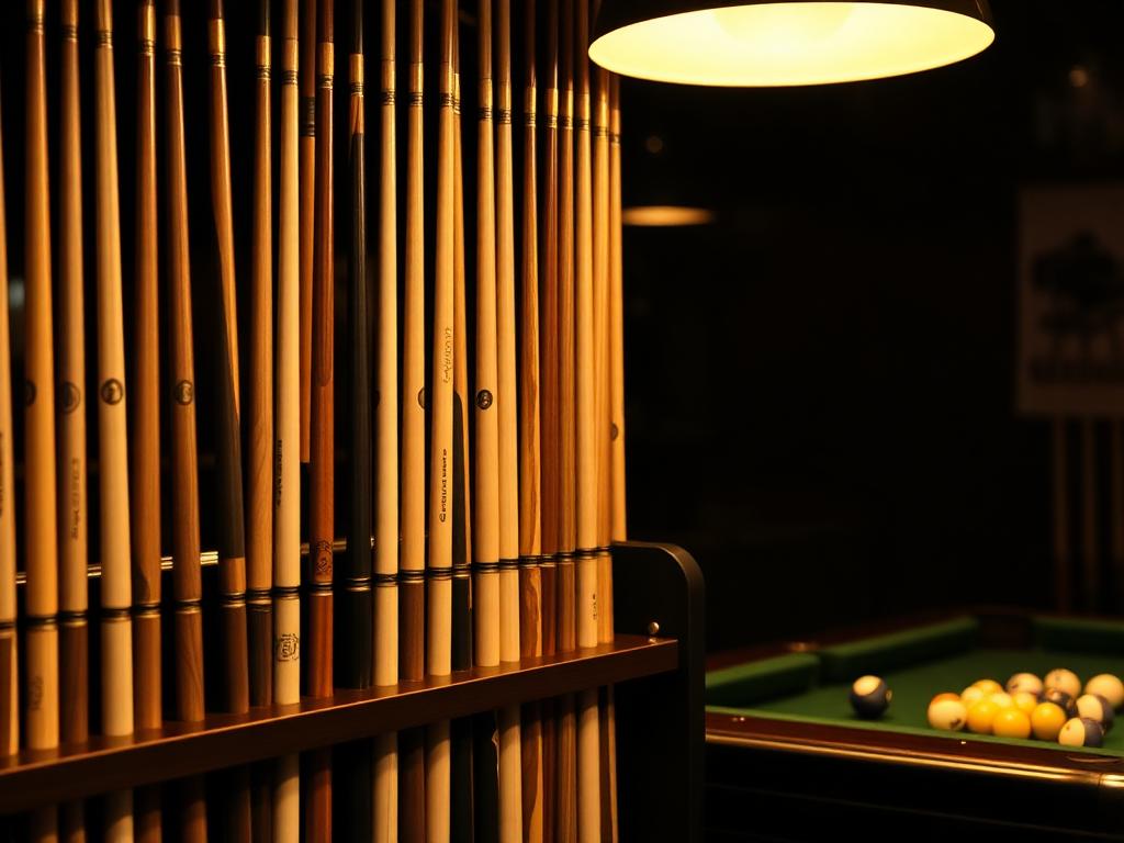 Cue rack at AR Cue Lounge